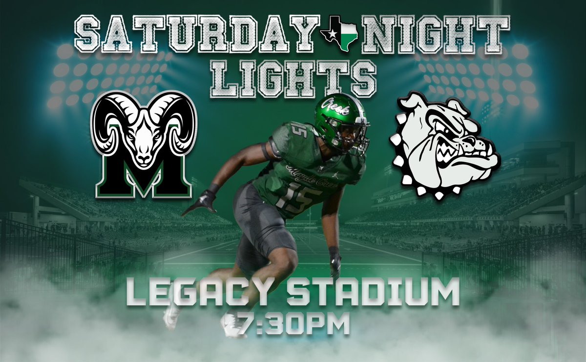 It’s Gameday! Come out and see your Rams under the lights at Legacy Stadium. Kickoff is at 7:30pm, Can’t wait to see you! <a href="/MCHS_Rams/">RamNation</a> <a href="/MCHSAthleticDep/">MCHS Athletics</a> <a href="/KatyISDAthletic/">Katy ISD Athletics</a> <a href="/CoachJensen3/">CoachJensen</a> #RPND #TheCreekIsRising