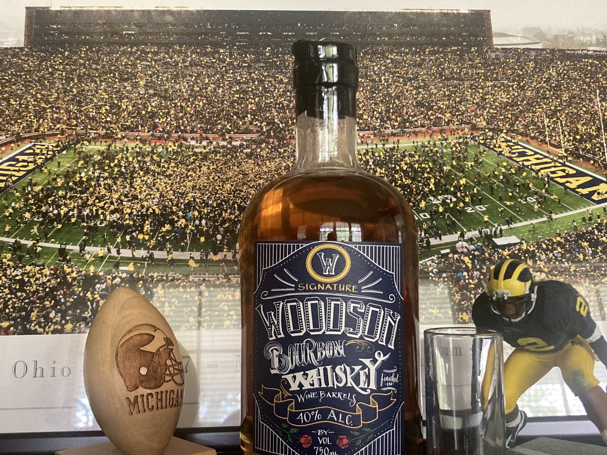 bvanbib's tweet photo. @CharlesWoodson #GameDay I’m ready to take shots of #WoodsonWhiskey every time #2 scores for Michigan today. Who’s with me? #GoBlue https://t.co/5ekr01hXd8