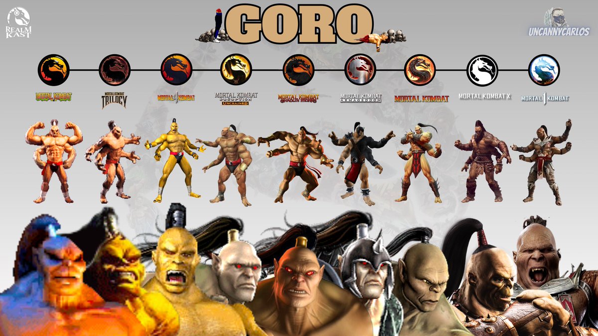 Evolution of GORO 💪🏽 1992 - 2023 What's your favorite version of GORO? @ MortalKombat @noobde @therealsaibot #MK30 #MortalKombat #GORO  #MortalKombat1 #MK1 #MKKollective, image size:1200x675