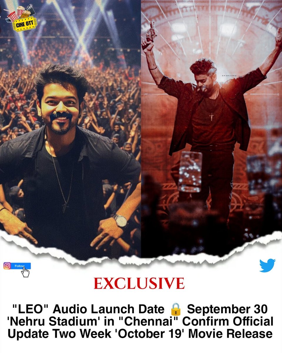 keeplvngcinema's tweet photo. Exclusive
๐ธ#LEO Audio Launch Date ๐ September 30 Nehru Stadium in Chennai.
Follow For @OttCine
๐น Official Update New Poster Confirm To Movie Team
#LEOAudioLaunch #LokeshKanagaraj #ThalapathyVijay #Thalapathy68 #LeoGlimpse #Trisha #LeoFilm https://t.co/qpMKS33pAn
