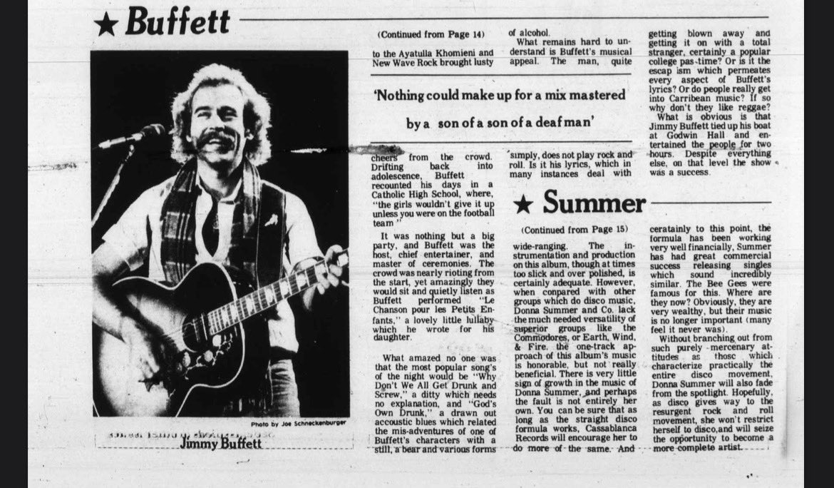 Jimmy Buffett, who died yesterday, played at Godwin Hall in 1980. Who remembers his performance at JMU?