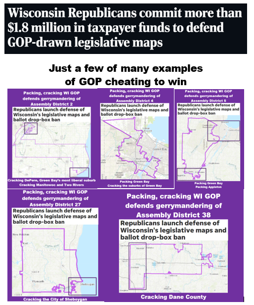 bennel62's tweet photo. #GERRYMANDER CHRONICLES: #Wisconsin #Republicans commit more than $1.8 million in #taxpayer funds to defend #riggedmaps #elections #voting #packgin #cracking #cheating @WisGOP  https://t.co/CDIDWbayDb https://t.co/iIyNdTRwts