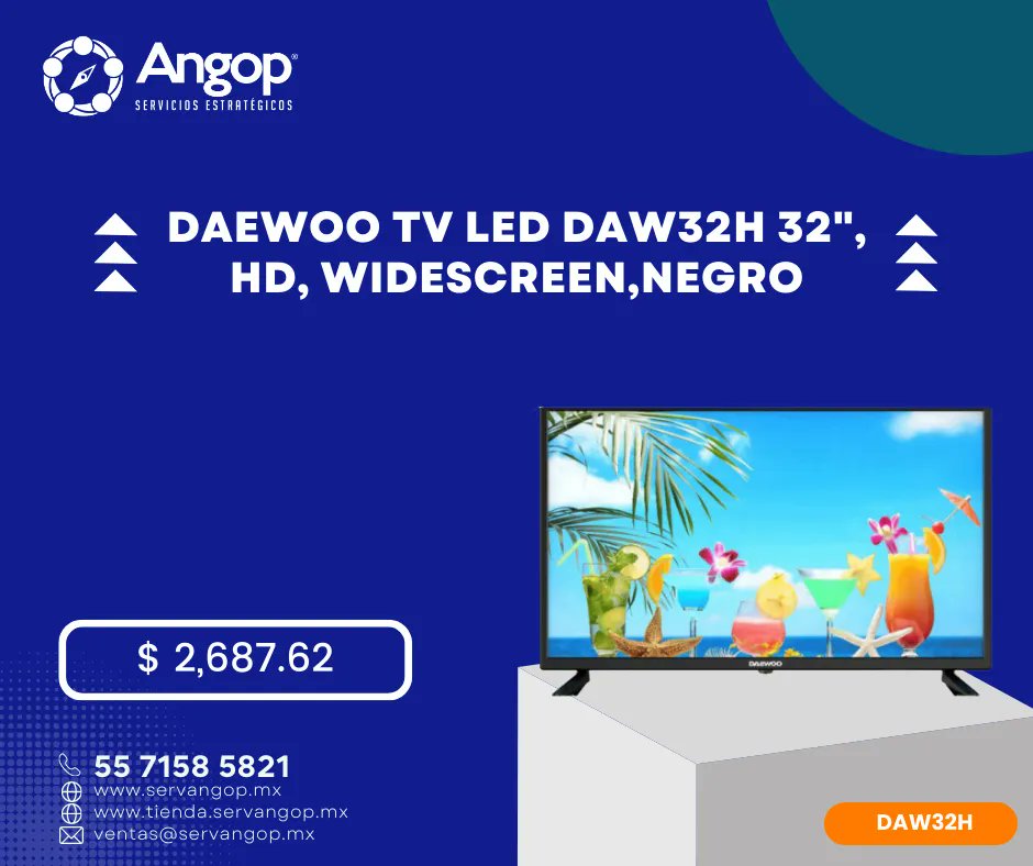 AngopServicios's tweet image. #Somos_Angop 📺Disfruta de una experiencia visual espectacular con el TV LED Daewoo DAW32H de 32 pulgadas. Sumérgete en tus programas, películas y juegos favoritos con una calidad de imagen impresionante. 💼
#TVLED #Daewoo 
ventas@servangop.mx | 5571585821
buff.ly/3J0ELdK