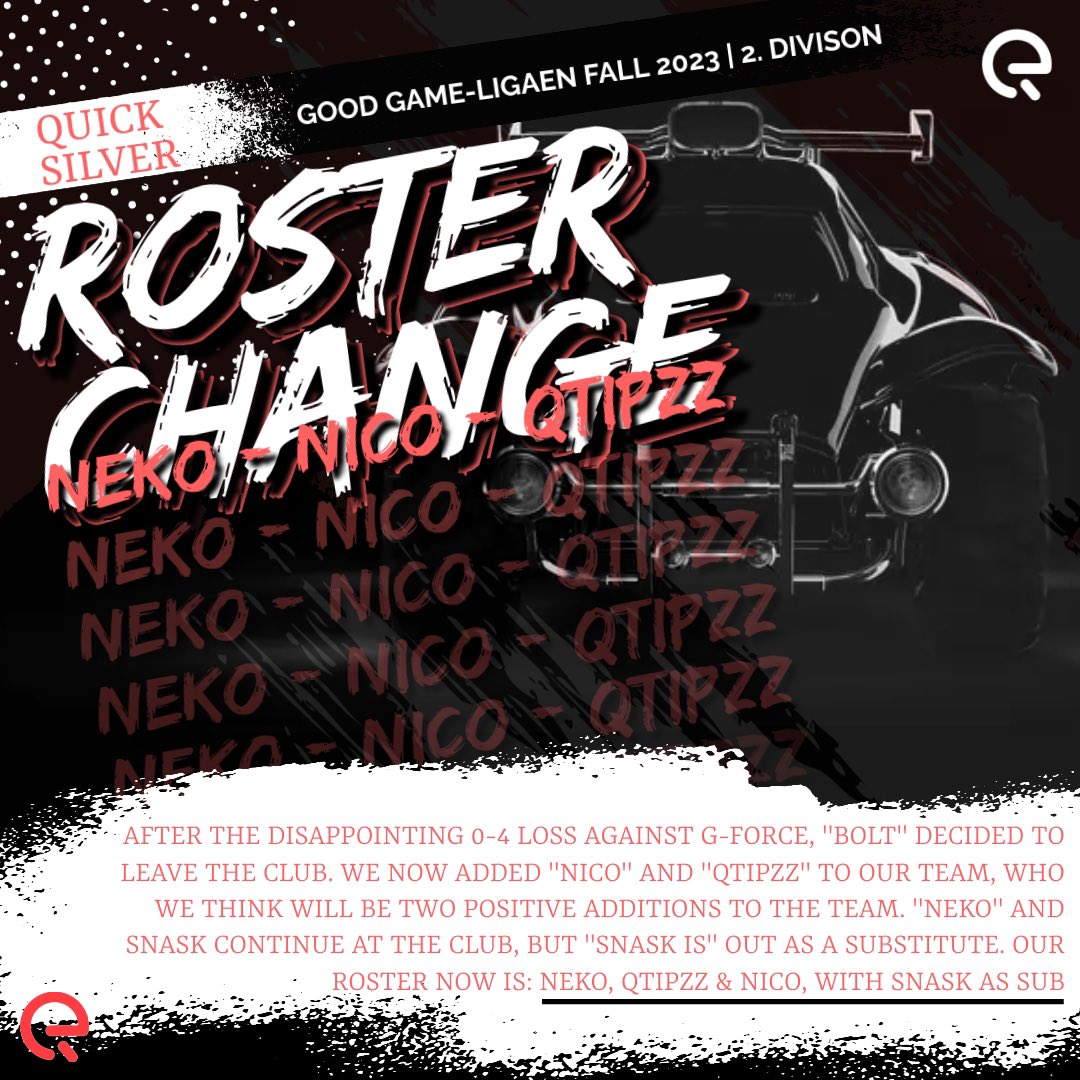 VanirQuickGG's tweet photo. ROSTER CHANGE
❌ @Bolt_rl has left
✅ @Nico_RL_ &amp; "Qtipzz" has joined

Seven matches left, lets win the rest👊 https://t.co/a1XyHWf02J