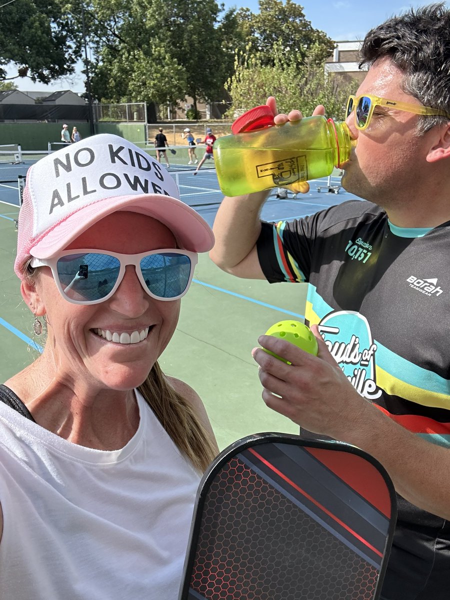 TheCoachFuller's tweet photo. When you’re planning on teaching Pickleball in #physed for the nxt few wks u got to touch up on your skills! Another sweep! I will say, the hubs is improving but may need to sit in on my sportsmanship lesson🤣! #mhepe #pickleballislife #morningdate #risdweareone #peteacherlife https://t.co/rpJnM9xqBq