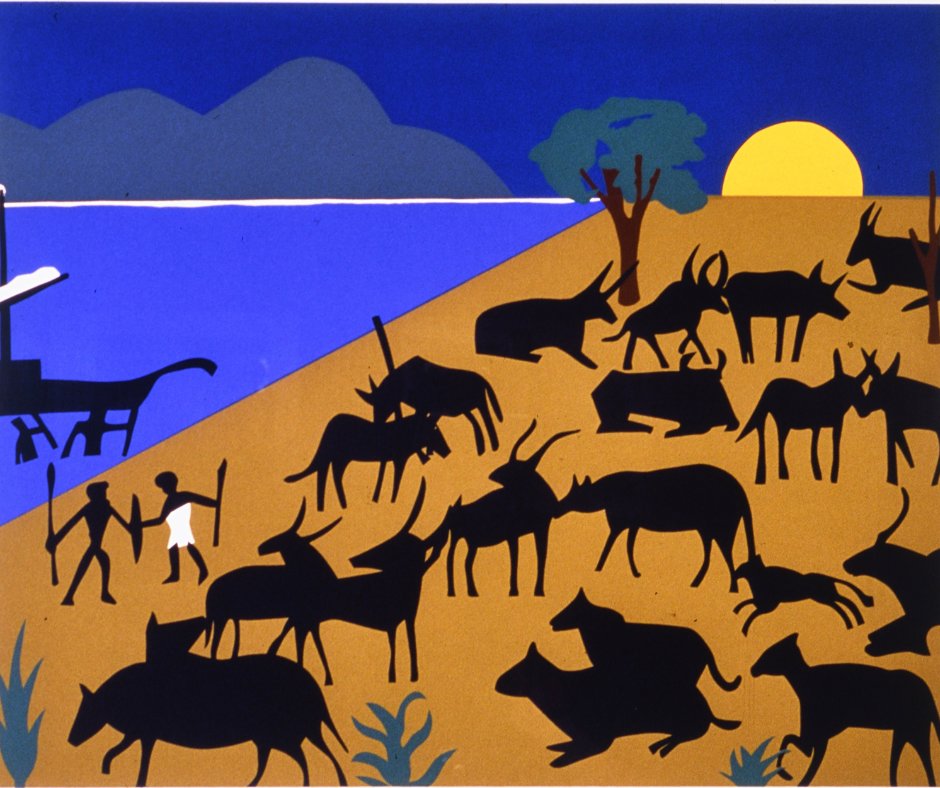 googlearts's tweet image. Happy birthday to Romare Bearden 🎈

The African American artist and writer, renowned for his collages and photomontages, was born #OnThisDay in 1911.

“Cattle of the Sun God”
🎨 #RomareBearden
📅 1979
🏛️ @HammondsHouse