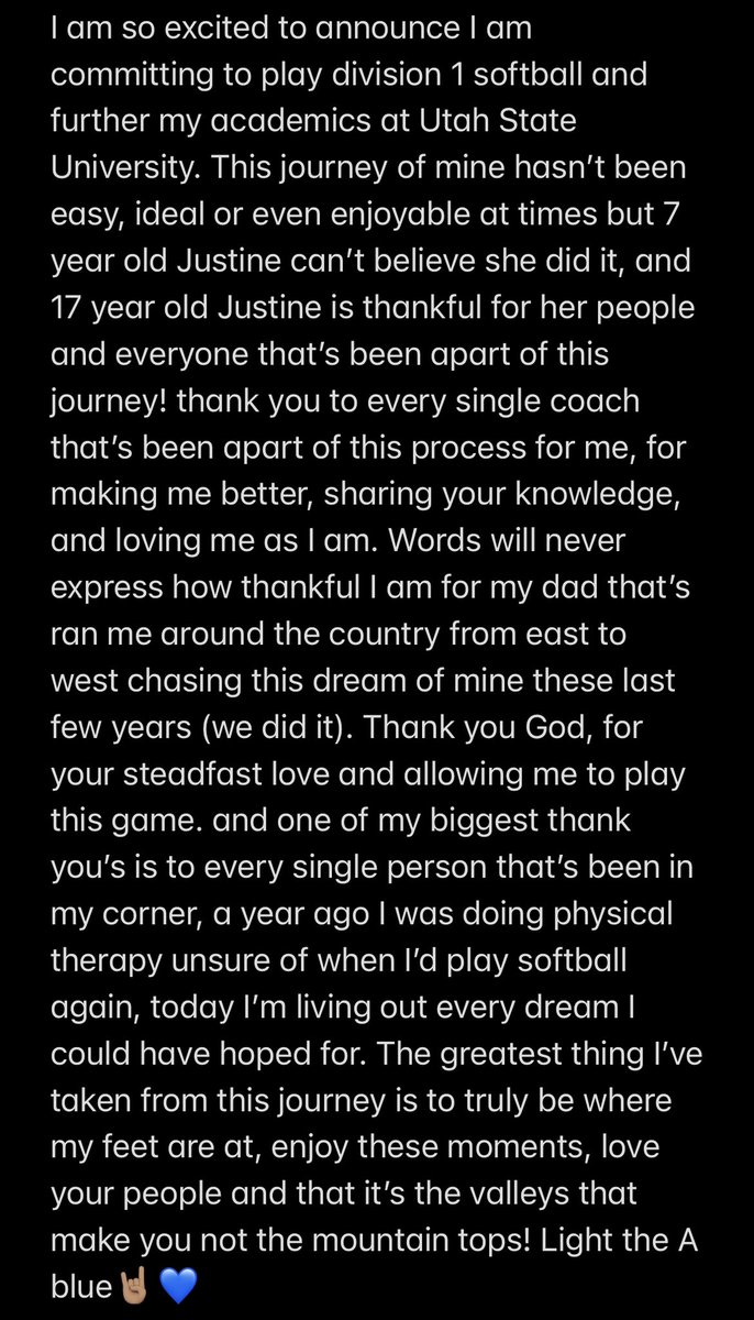 justinedavidso's tweet photo. COMMITTED🤘🏽🤘🏽💙 #AggiesAllTheWay  @USUSoftball @IowaPremierFP https://t.co/gcOKFqeuES