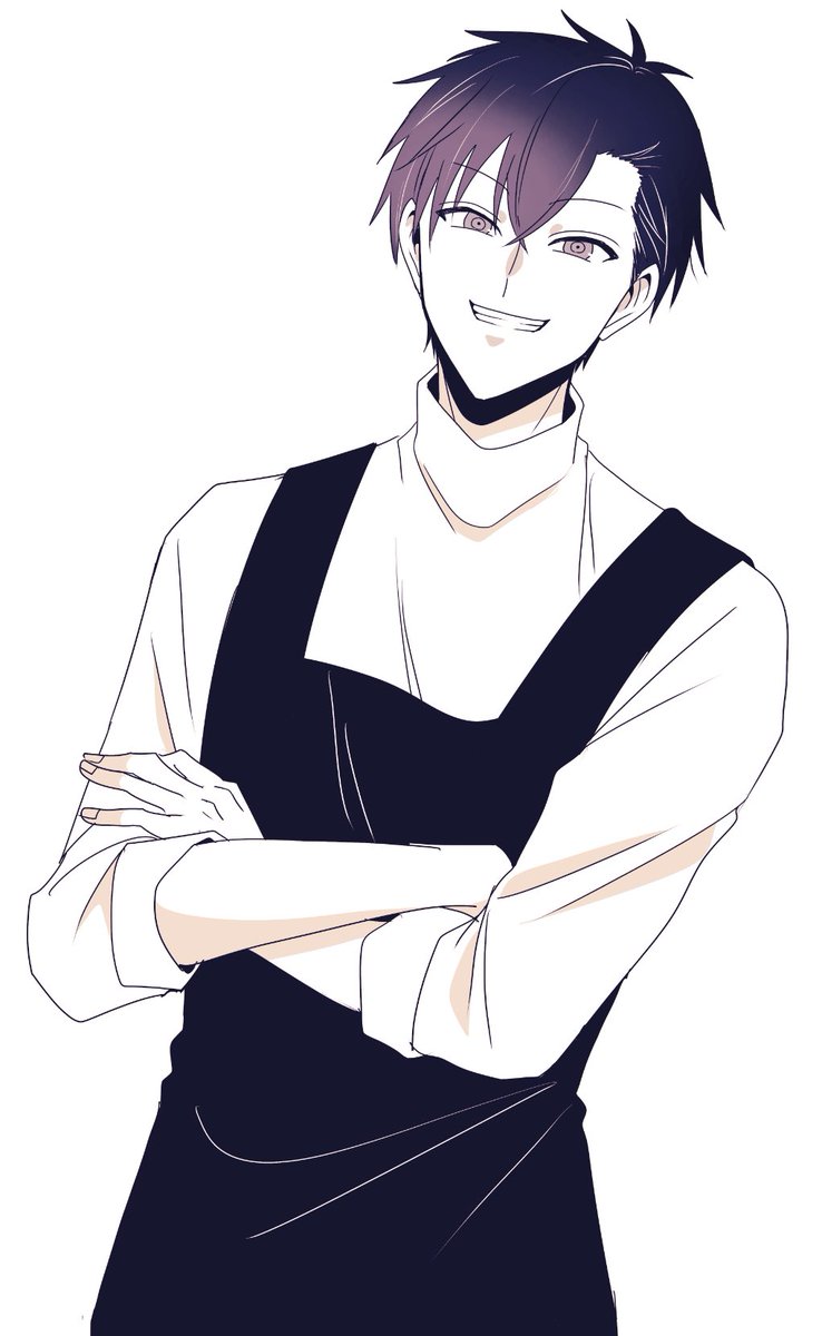 1boy solo male focus crossed arms smile apron looking at viewer  illustration images
