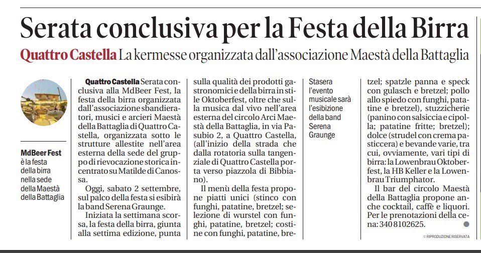 GruppoMdB's tweet photo. Festa della birra, serata conclusiva alla Maestà della Battaglia. Vi aspettiamo! https://t.co/OKidXS902J