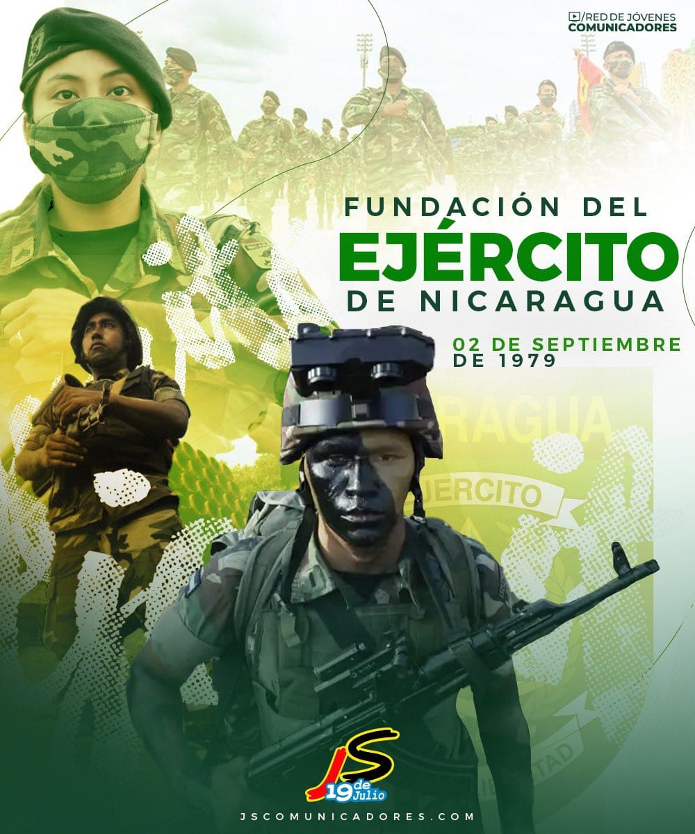 Hoy se conmemora el 44 Aniversario de la Fundación del Ejército de #Nicaragua 🇳🇮
#PatriaBenditayLibre #AmoraNicaragua