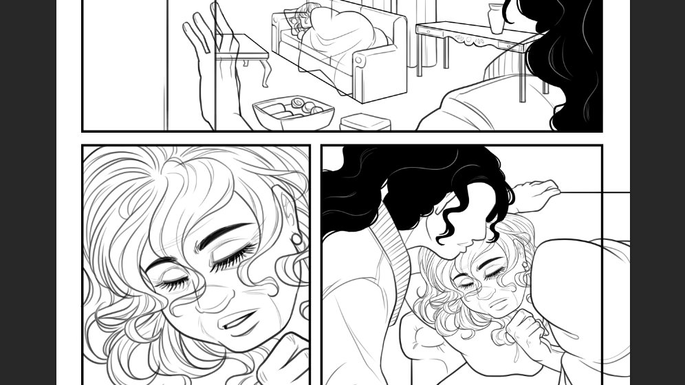 deesdoodlesss's tweet photo. Lineart for page9 is done!! In case anybody is curious, yes this is still #TalesofSundown - the latest episode "Dollhouse" will start things a little differently this time 😉 Happy #webcomicweekend!

#wips #wip #artistwip #comics #lineart #comicpage #comic #comicart https://t.co/le36RjEhEC