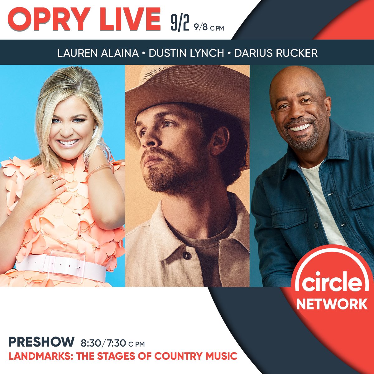 Join me, Dustin Lynch and Darius Rucker for a special Opry Live this Saturday at 9/8c pm. Download the new Circle Now app to stream. #OpryLive #CircleAllAccess  Watch here: youtube.com/live/7rBbg8SiZ… @opry @CircleAllAccess