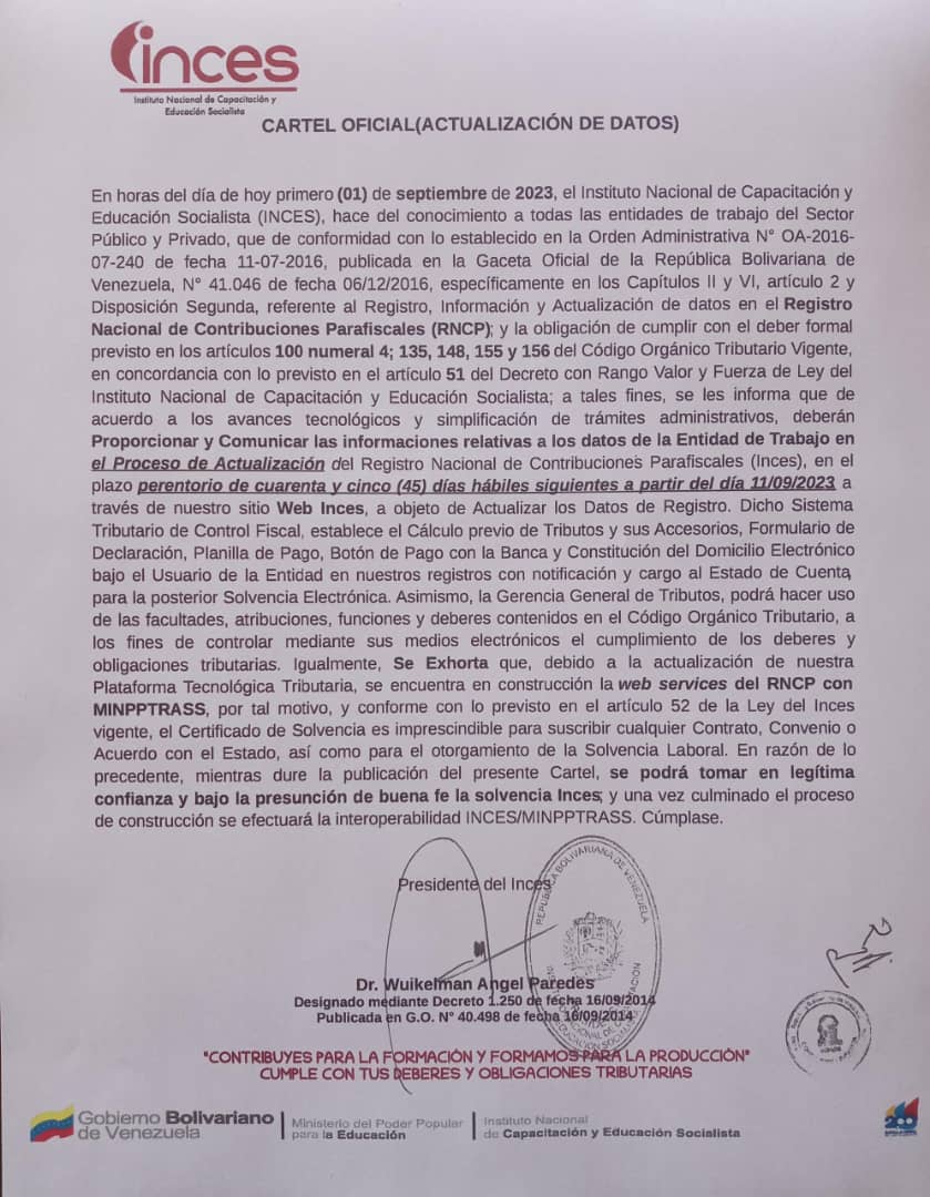 Incesocialista's tweet photo. ATENCIÓN ENTIDADES DE TRABAJO – Cartel de notificación   https://t.co/jJMPaO2dOr https://t.co/GW2hDR6pOF