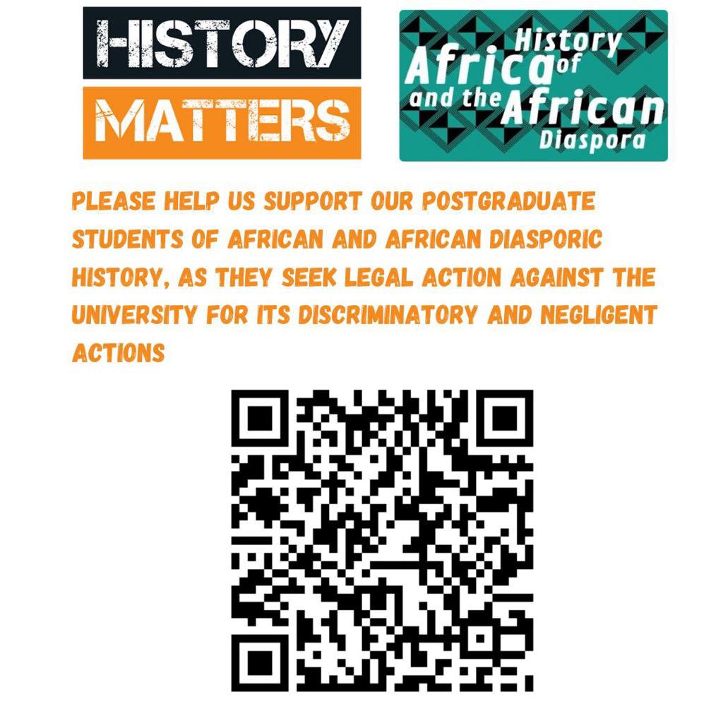 Help us support our postgraduate students of African and African Diasporic history, as they seek legal action against the university for its discriminatory actions gofundme.com/f/save-the-mre…