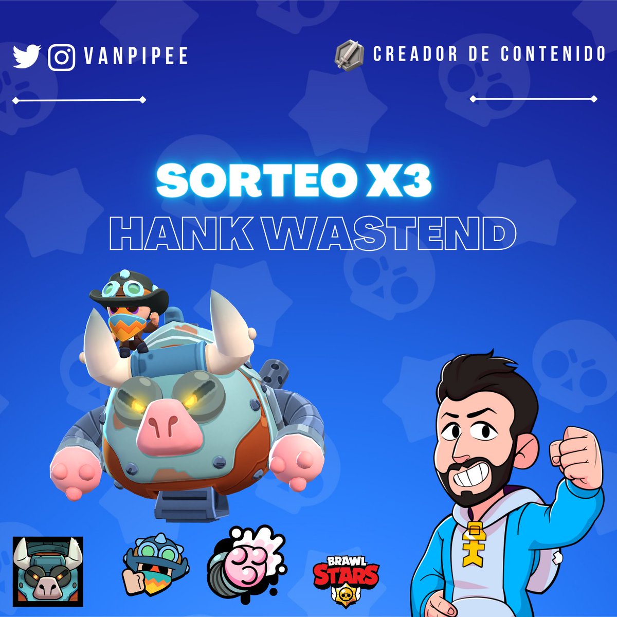 SORTEO HANK WASTED X3🐂

Requisitos:
Seguir <a href="/vanpipee/">Vanpipee</a> <a href="/KDIesports/">KDI Esports❣️</a>
Dar  like ❤️RT🔁
Etiquetar 2 amigos

⛔️Finaliza el 15 de septiembre
#RodeoHankGiveaway #BrawlStars