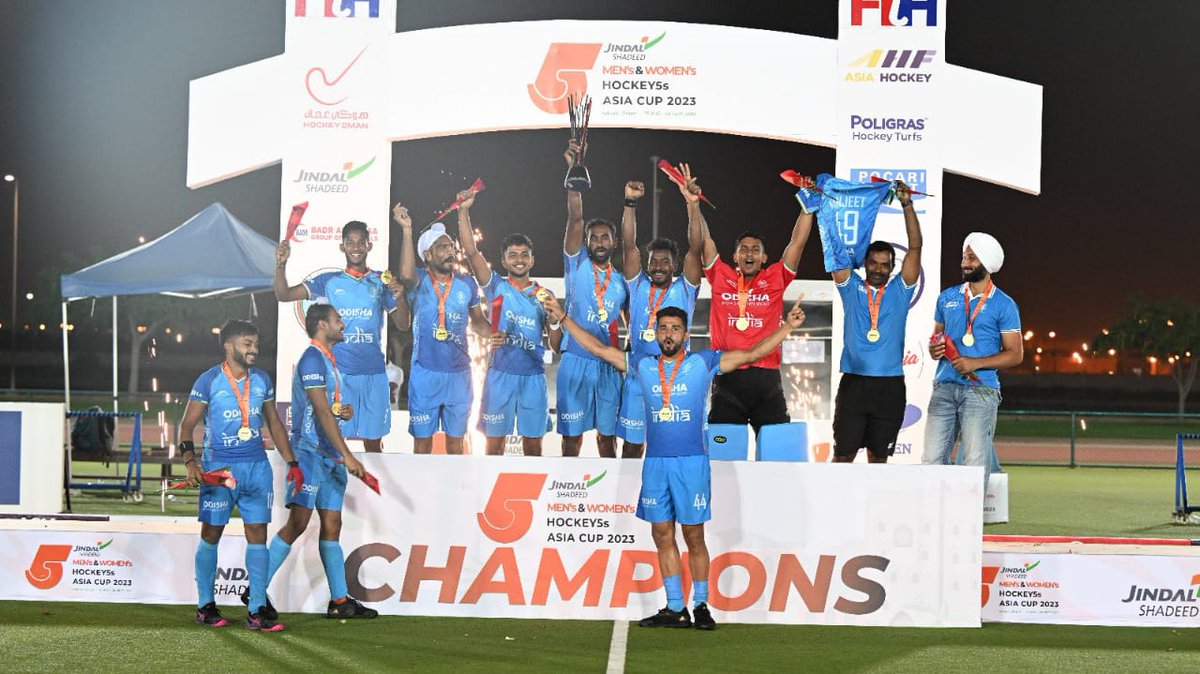 🇮🇳 India clinches the Hockey 5s Asia Cup 2023, defeating 🇵🇰 Pakistan in Oman! 🏑🏆 Congratulations, Team India! 🥇👏 

#HockeyAsiaCup #Asia