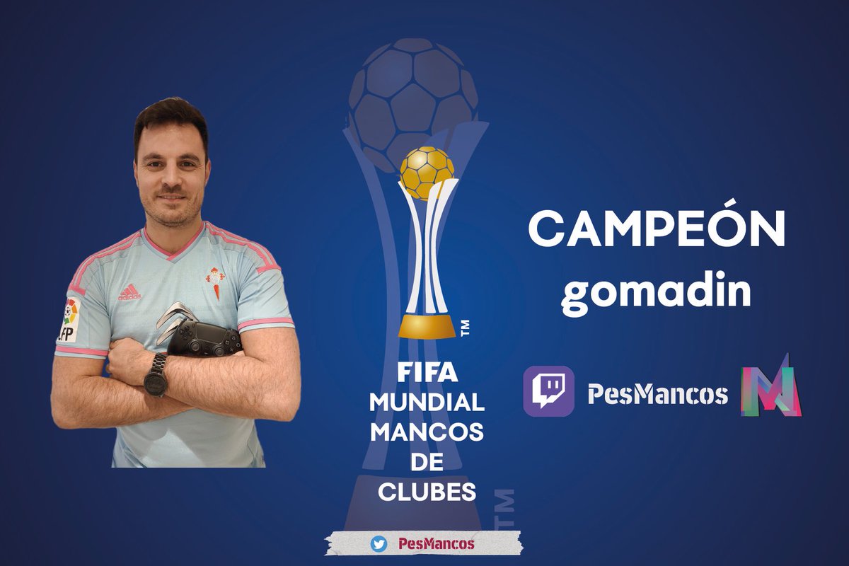 Ya tenemos al CAMPEON de la Primera Edicion del MUNDIAL MANCOS DE CLUBES. 

<a href="/gomadin_/">gomadin</a> 

Enhorabuena tambien a los participantes que se lo han puesto muy dificil.

<a href="/WINPLAYGO/">ismael (rataPRO)</a> 
<a href="/srosquitar/">@srosquitar</a> 
#Mr_Igorcete

#eFootball2023 

Con esto terminamos la temporada 7 de <a href="/PesMancos/">PesMancos</a> 

Gracias!