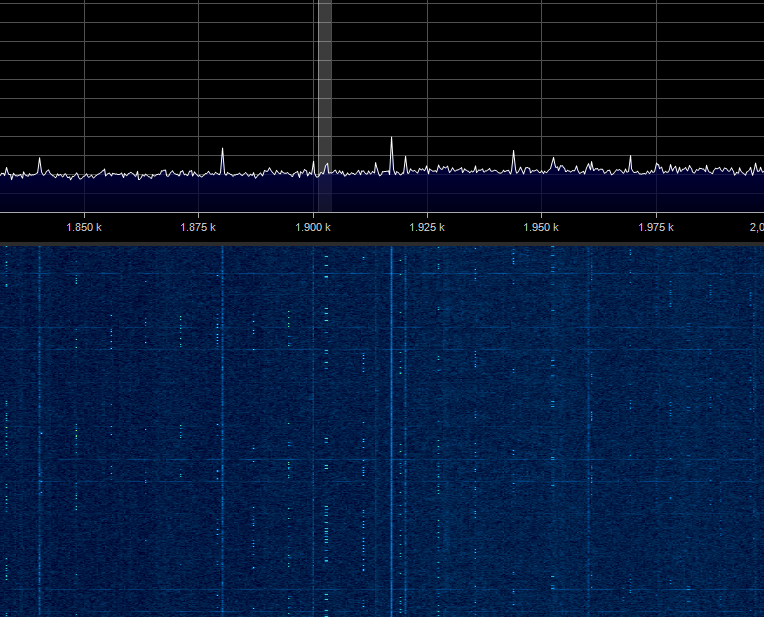 PD0SWL's tweet photo. Anybody an idea where these spread spectrum signals are coming from? Streams of bleeps every 8kHz in the range 1400-2200kHz. #SIGINT #hamradio #spreadspectrum https://t.co/kKNMRBqOCx