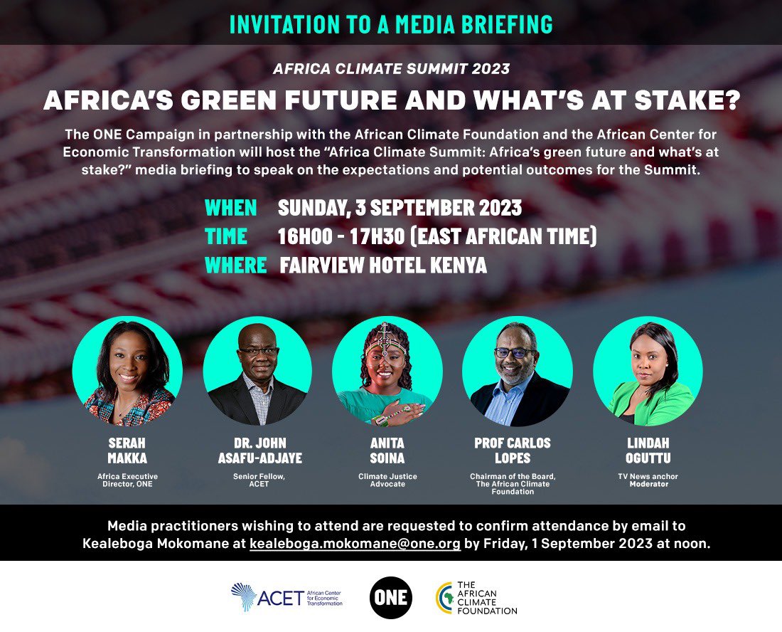 It’s time for #africaclimatesummit2023. Africa has solutions to the world’s problems on climate. She knows it. The world needs to know. She’s not coming beggy &amp; needy. She is coming with solutions &amp;ideas that need capital. If Africa gets this right, the world gets it right.