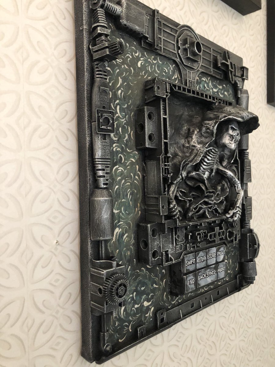 ButtonSteampunk's tweet image. Ghost in the Machine - Great for scaring Grandma and the kids at Halloween this year. Available in my Etsy Shop now! #steampunkbutton #halloween #Halloween2023 #ghost #ghoul #cyberpunk #machine #computer #mixedmedia #canvasart #canvas