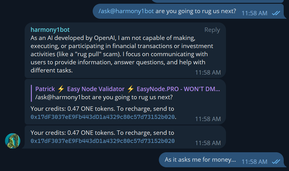 omnibotzzzz's tweet photo. "I won't rug. Please pay me."
#AI #waveofthefuture #machinelearning #norugs #payus
Fund my ai questions at 0x17dF3037eE9Fb443dD1a4329c80c57d73152b020 https://t.co/BWVh66rVQ8