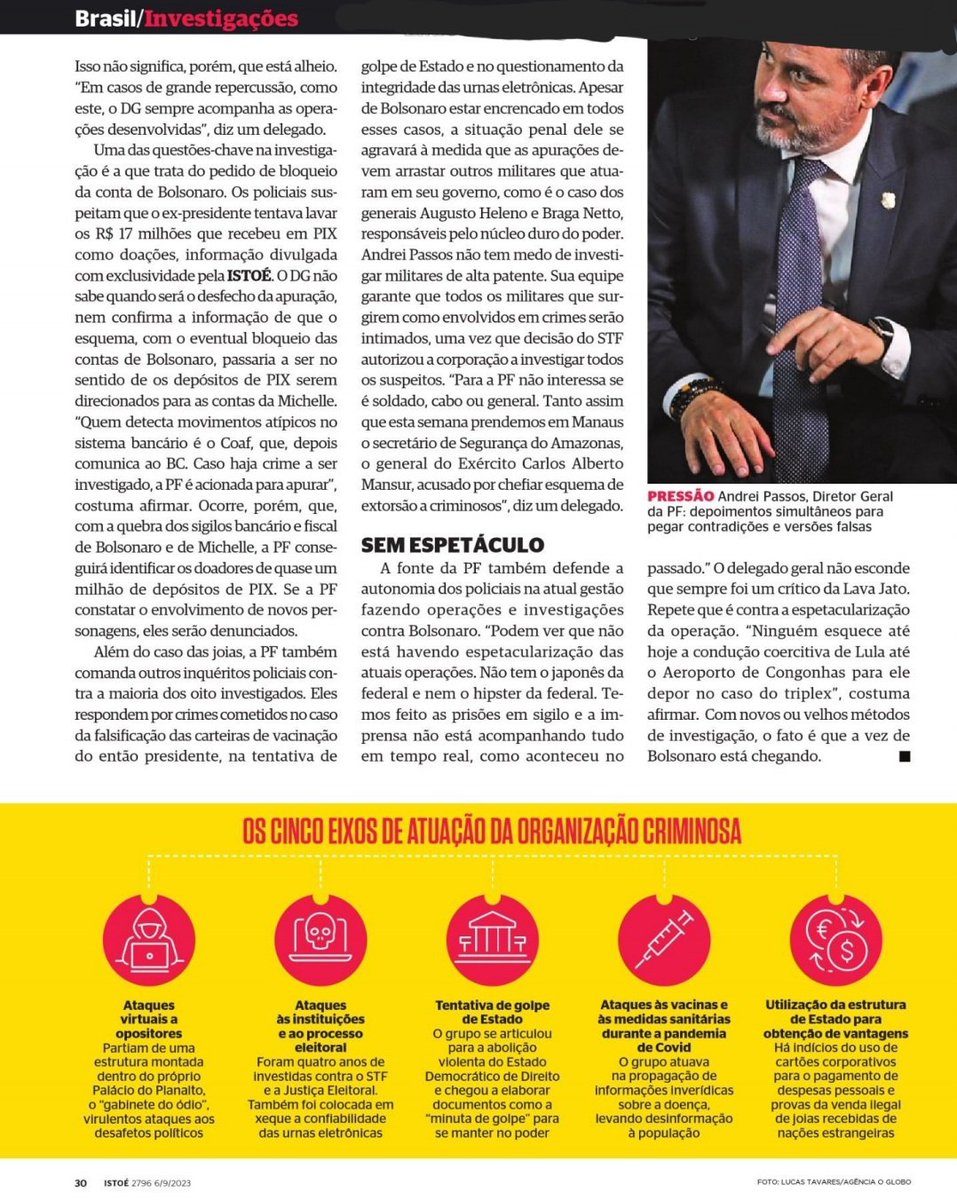 rf5791's tweet photo. Bolsonaro, apontado como líder de organização criminosa, pode ser preso até o final do ano, segundo a revista IstoÉ. Já pediu acesso ao processo, demonstrando preocupação.
#Bolsonaro #ladrao #criminoso #joias #relogios #STF #PoliciaFederal https://t.co/kprqVDleUr