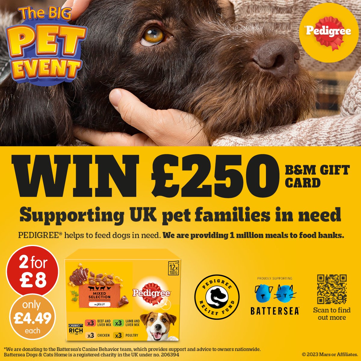 bmstores's tweet photo. 🐶#COMPETITION TIME🐶

We've teamed with @wearefordogs to giveaway a £250 B&amp;M gift card to ONE lucky winner!

Did you know that Pedigree are providing 1 million meals to food banks?

For a chance to #WIN, simply;

1) FOLLOW US
2) RT
3) COMMENT #BMPedigree!

Comp ends 9am 9/9/23 https://t.co/Y2NfJPaaKO