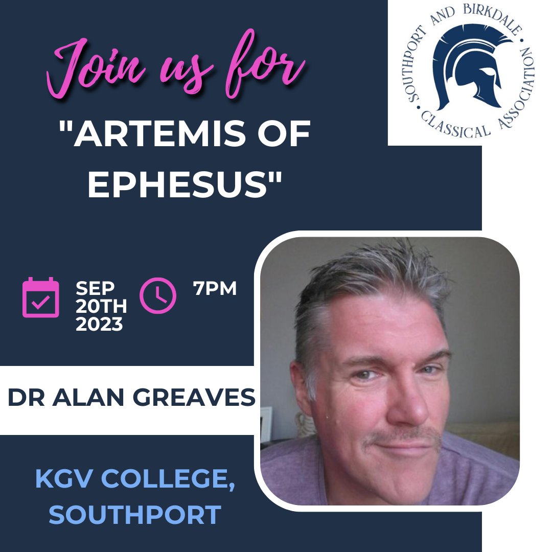 It's less than two weeks now until @Alan_M_Greaves from @LivAncWorlds joins us for his talk on Artemis of Ephesus. Full programme and membership information can be found in the link in our bio or simply turn up to @kgvsixthform on the night. Non members welcome! @Classical_Assoc