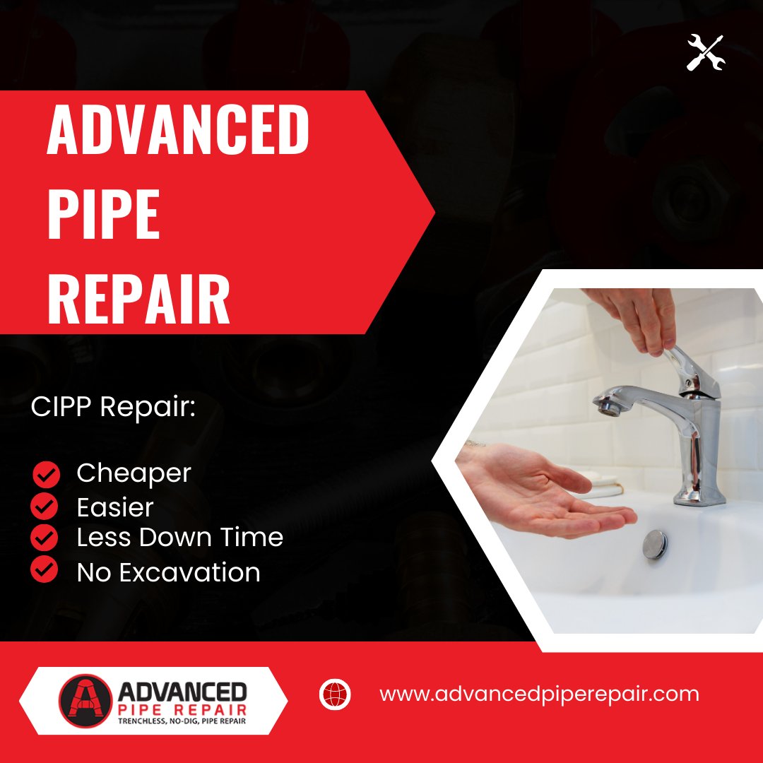 AdvancedPipeRep's tweet image. A failing system can lead to downtime that you simply cannot afford. Not only is CIPP typically cheaper than digging, but it also allows you to be up and running again faster. advancedpiperepair.com/understanding-… #AdvancedPipeRepair #CIPP #piperepair