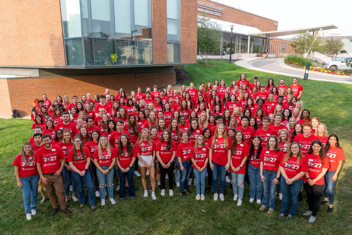 We are proud to present the group photo of the #OSUVetMed Class of 2027! 🐾🩺
They have come to Columbus from all different colleges and universities. But, the one thing they have in common: They're all future Buckeye veterinarians! ⭕️🙌
