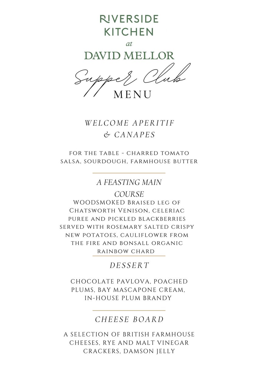 Just a few tickets left for our Supper Club. You can find them here: riversidekitchen.uk/supper-club
Here's a glimpse of the menu, with more to be announced soon. See you there.