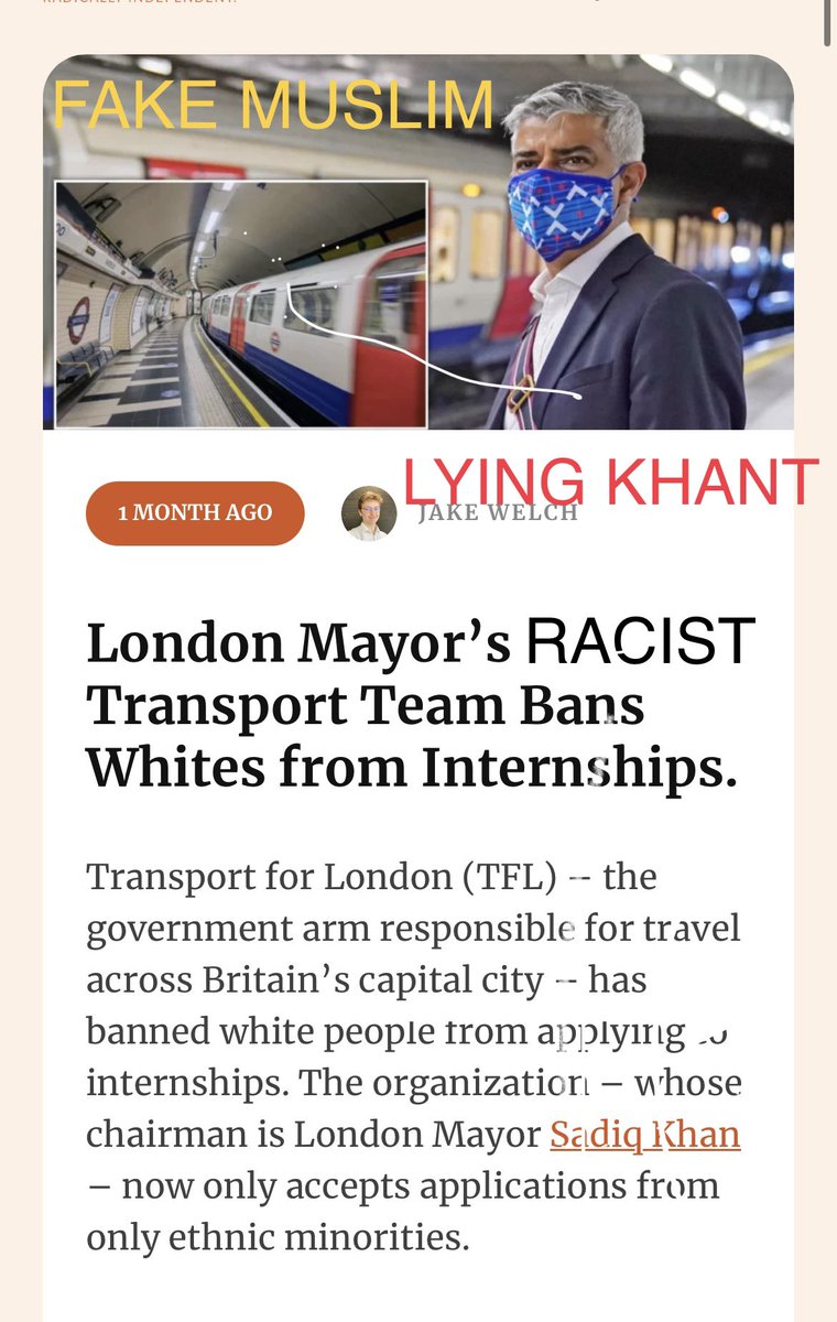Rickyp1969666's tweet photo. @wesstreeting @SadiqKhan @AdamBienkov @MayorofLondon KHAN is OFFICIALLY the most HATED RACIST in #London #uk
Khan gave FALSE & DISHONEST Statements on #ULEZ to @LondonAssembly #Londona
@UKLabour SACK This FAKE MUSLIM! He ABUSED & WASTE £MILLIONS by RAISING living costs & Giving FREEBIES for his Family & Friends https://t.co/NJYhTrOJRV