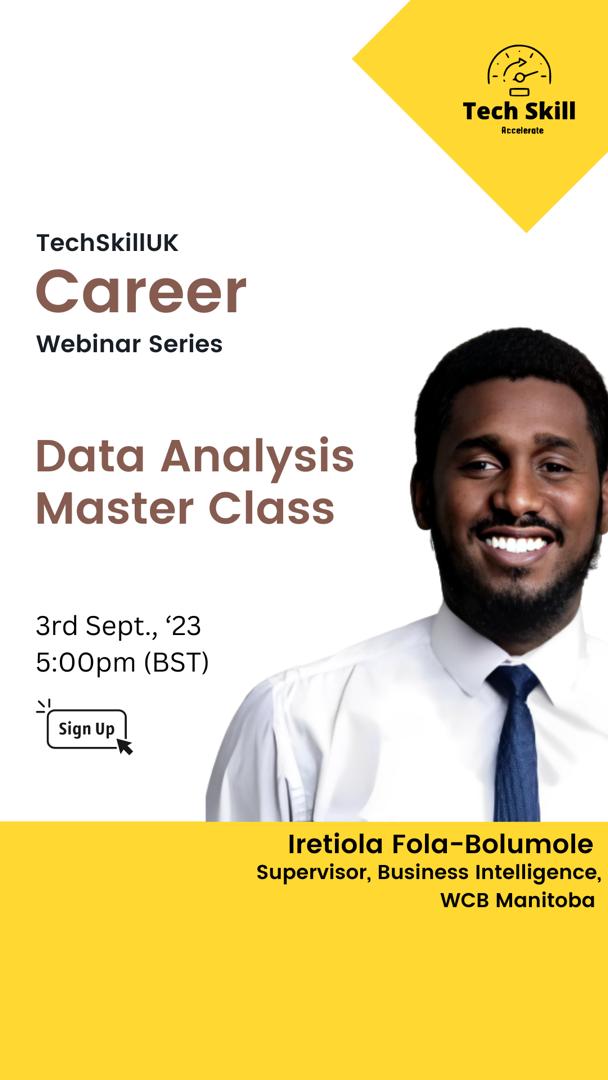TechSkillUk's tweet image. 📈 Data is the currency of the future, and you can master it! 

Join @TechSkillUk Data Analysis Masterclass on September 3rd, led by @boludanger.

Elevate your career with data-driven insights. 

Sign Up now: bit.ly/TechSkillukWeb…

#DataMagic #TechSkillUK
