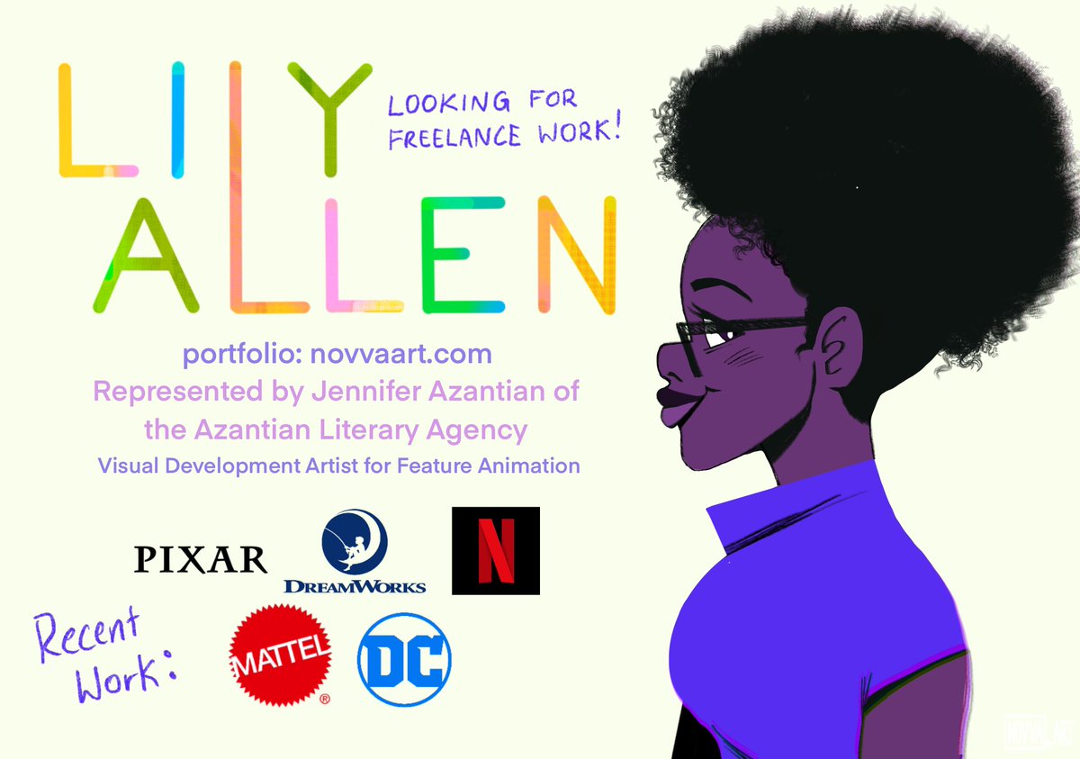 Hi #drawingwhileblack, my name's Lily Allen and I'm a vis dev generalist and recent Pixar Art Intern. Available for short-term freelance ASAP!

🌐: https://t.co/N7wIMGM2Jq
💌: novva.art@gmail.com 