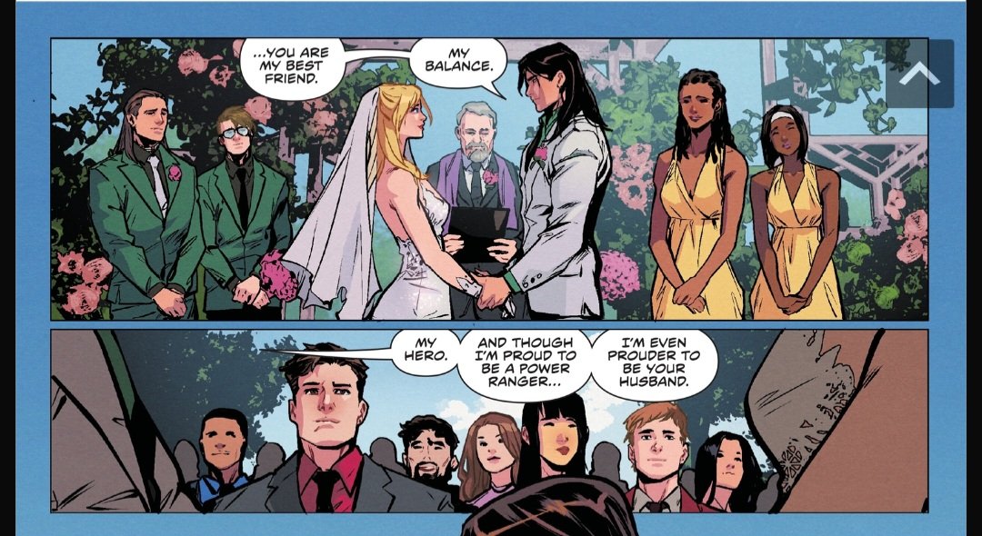 It's sweet that Tommy has all of his Ranger friends 

Billy, Tanya, Aisha, Zack, Jason, Adam, Kim, Trini & Rocky 

But importanly Boom Comics has David Trueheart. Tommy's Long Lost Brother as his best man 😭😭😭

#MMPR
#BoomComics
#PowerRangers
#PowerRangers30