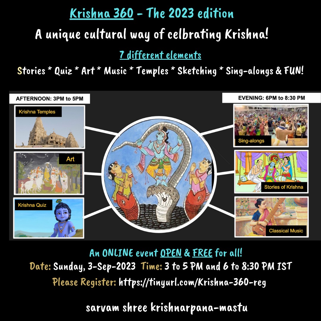 MKulabkar's tweet photo. I am super excited to be a story teller at  Krishna Janmashtami  event  .
REGISTER NOW FREE: https://t.co/qRERAOrGTi*
 
 Krishna 360 intends to bring to young and old the 360 degree view of Krishna by covering many aspects.... Stories, Quiz, Art, Music, Temples, Sketching, etc https://t.co/LkUBfg5St9
