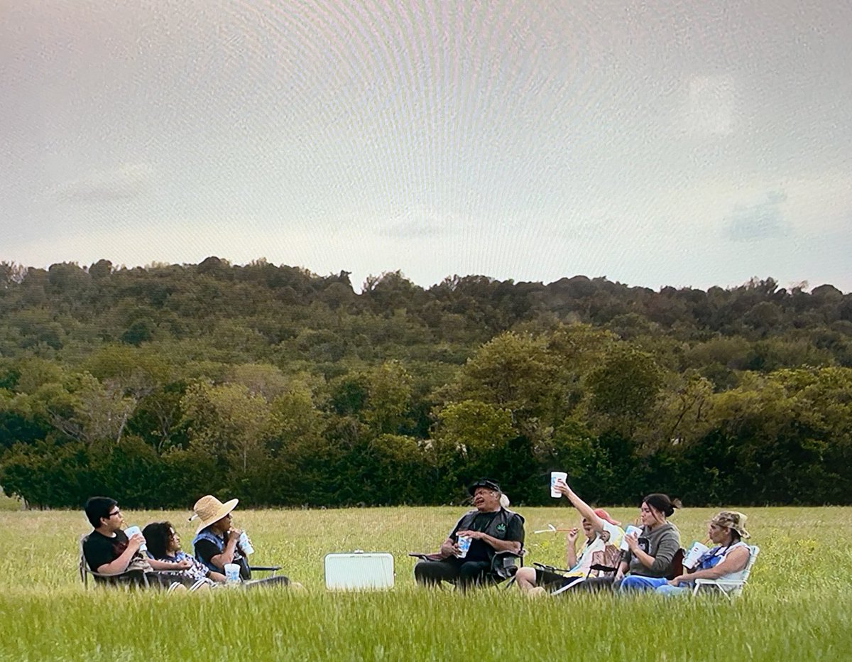 MarkDavis's tweet photo. When you think you’ve seen the best episode of #ReservationDogs, it proves you wrong. In S3 E6 #FrankfurterSandwich, Cheese ⁦is yanked off that damn VR and taken into the woods. An indescribable episode ensues. #ZahnMcClarnon #WesStudi #LaneFactor @garydfarmer at their best. https://t.co/hJCKU7ATfP