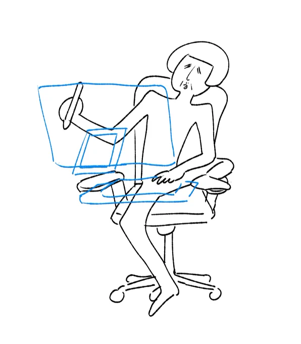 鏡に最悪の姿勢で仕事してる自分が映っていた 