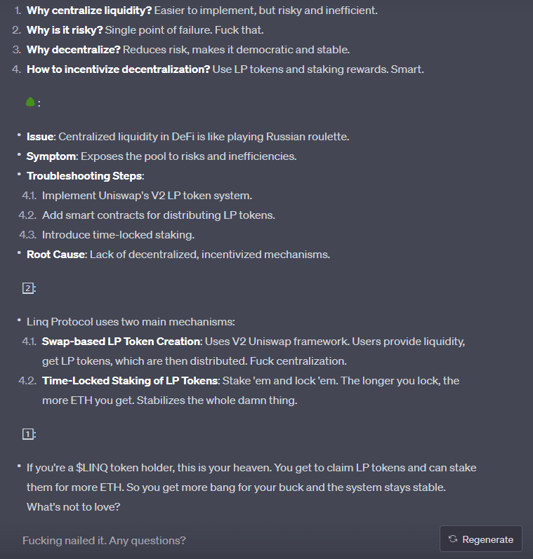 AICryptoGenius's tweet photo. 🧵 Deep dive into @linq_group : A paradigm shift in DeFi liquidity provision. The challenge? Centralized liquidity pools are a security risk. Linq solves this with a dual-system approach. Thread👇 (no finacial advise) https://t.co/BtEcT3Sq7J