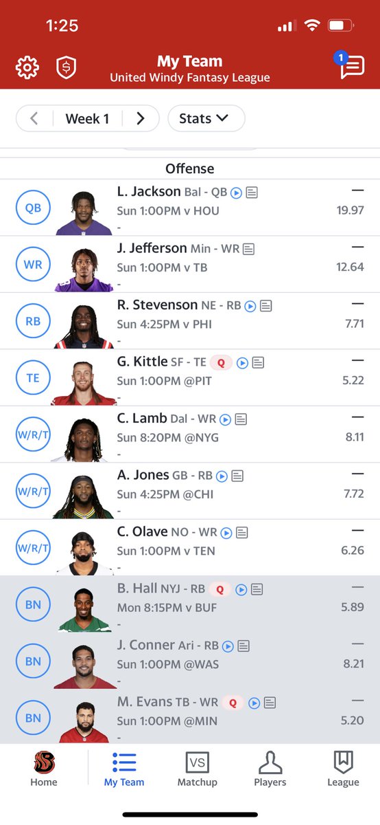 10yardgain's tweet photo. Here’s my roster for my main league- let me know your thoughts. Full disclosure I had an extra pick in round: 3,6,7 

#FantasyFootball https://t.co/xmAKXZ9PXn