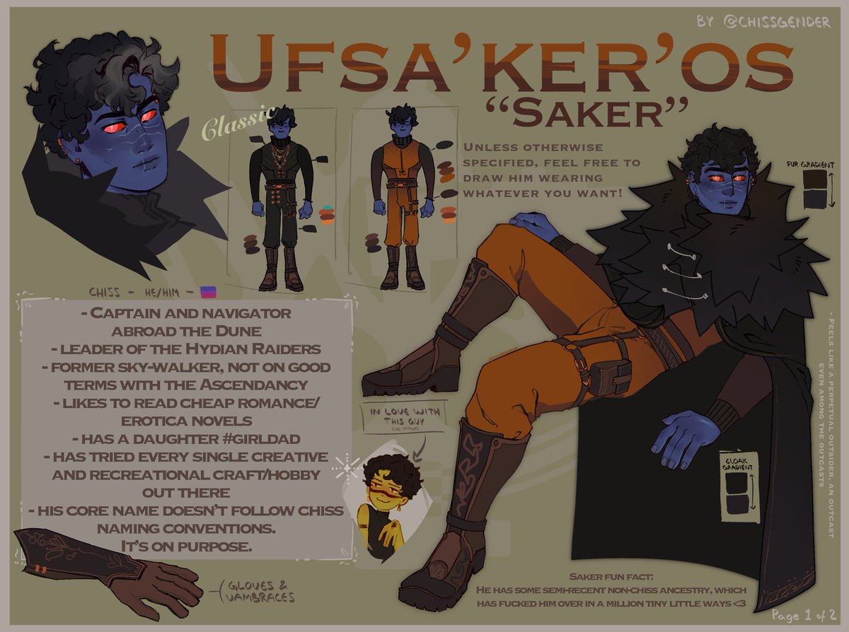 chissgender's tweet photo. Decided that my guy needed new reference sheets. He gets to actually wear color now heheh https://t.co/6uTybVKNzK
