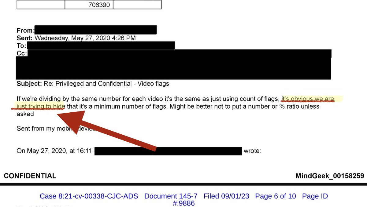 LailaMickelwait's tweet image. These e-mails between the CEO/Owner of P*rnhub/MindGeek and his executive team were uncovered in legal discovery and made available to the public yesterday in redacted form.

This is the CEO/Owner discussing the fact that:

1. The official P*rnhub policy was to only review a…