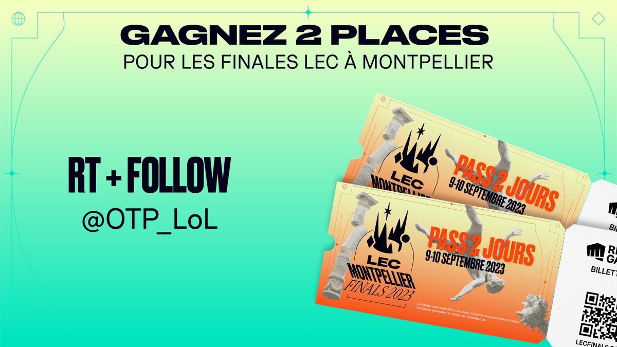 OTP_LoL's tweet image. Le @LEC nous permet d’offrir des places à un duo pour les season finals à Montpellier ! 
Pour participer RT + follow @OTP_LoL  

🍀Tirage au sort le 03/09 #LEC
