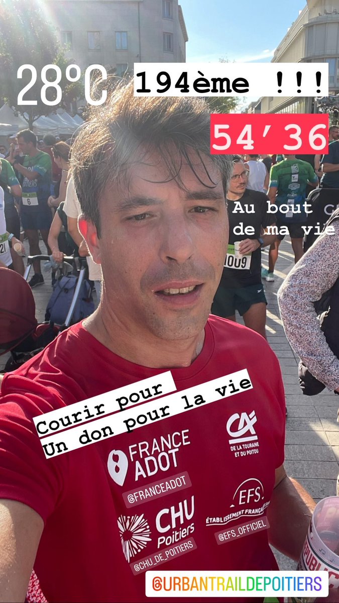 Matthieu Boisson (@boissonmatthieu) on Twitter photo Urban trail de Poitiers, course faite aux couleurs de l’association <a href="/FranceAdot/">FRANCE ADOT Fédération</a> « Un don pour la vie ».
Merci aux organisateurs !
#Donorganes #Donsang Urban trail de Poitiers, course faite aux couleurs de l’association <a href="/FranceAdot/">FRANCE ADOT Fédération</a> « Un don pour la vie ».
Merci aux organisateurs !
#Donorganes #Donsang