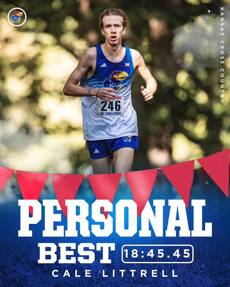 kansastfxc's tweet photo. A couple PR’s to open the season 🔥

Congrats to Tanner Newkirk &amp; Cale Littrell on your new personal bests!

#RockChalk https://t.co/gN3CvE1tM0