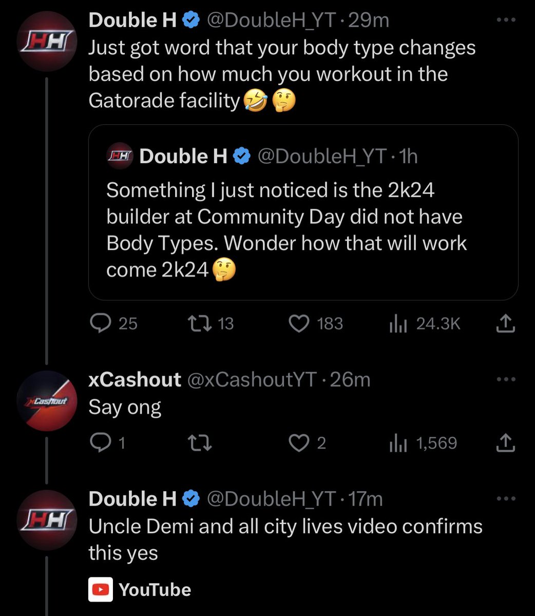 JABridgeforth's tweet photo. NBA 2K24   |   MyPlayer Builder

— BODY TYPES —

Not yet confirmed I don’t think, but it is being said:

• Your body type changes based on how much you workout in the gatorade facility

#NBA2K24 https://t.co/o17jwPyF8i