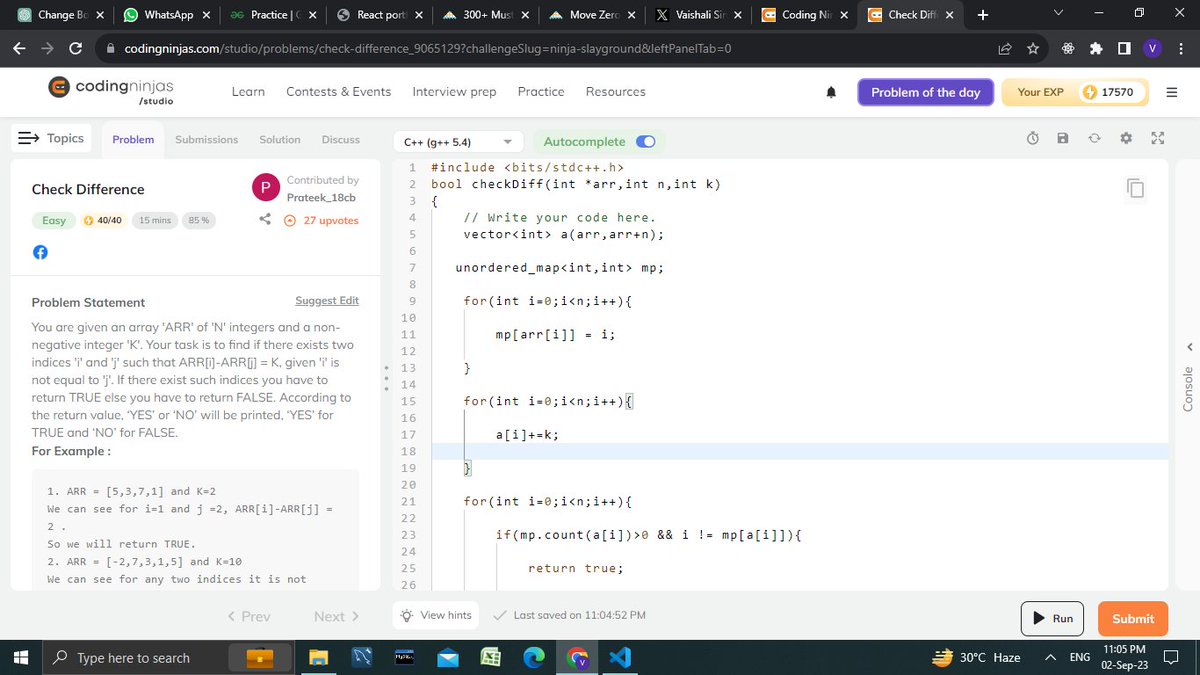 Singhvaishu16's tweet image. Hello All, I have completed  Day: 21of  #21 days challenge of
@CodingNinjas
Coding Ninjas x Slay Coffee, Ninja Playground.   Question: Check Difference  #NinjaSlayground #CodingNinjasStudio
@CodingNinjasOff
@drinkslaycoffee