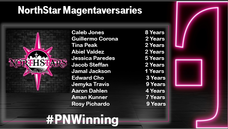 Shout out to these Northstars celebrating their Magentaversaries! Thanks for all you do!