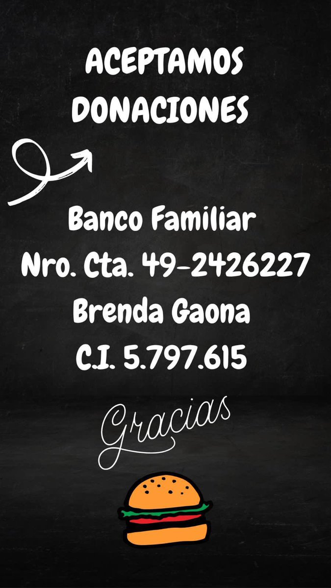 HOY! 🍔 a beneficio del papá de nuestras jugadoras Emily y Brenda.