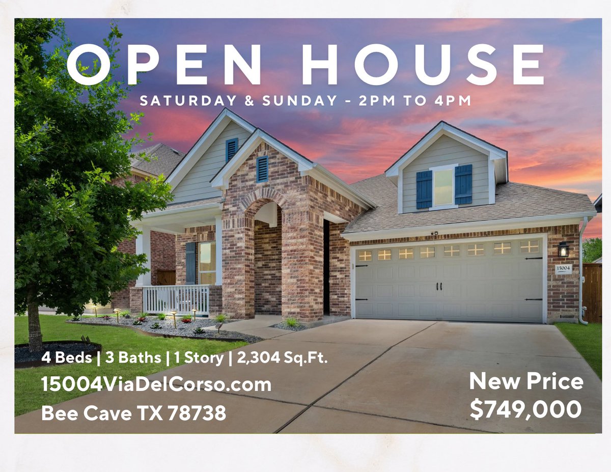 #OpenHouse Sat & Sun 2-4pm at #15004ViaDelCorso #TerraColinas #BeeCave #TX #LakeTravisISD #HomeForSale #RealEstate #PureRealty #DyessProperties #OmarRealEstate